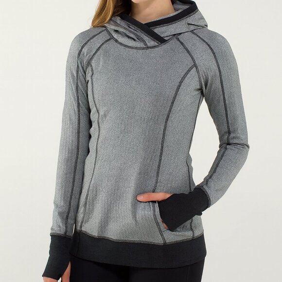 LULULEMON Pullover Running Hoodie Zigzag‎ Black White Size 6 - Picture 1 of 3